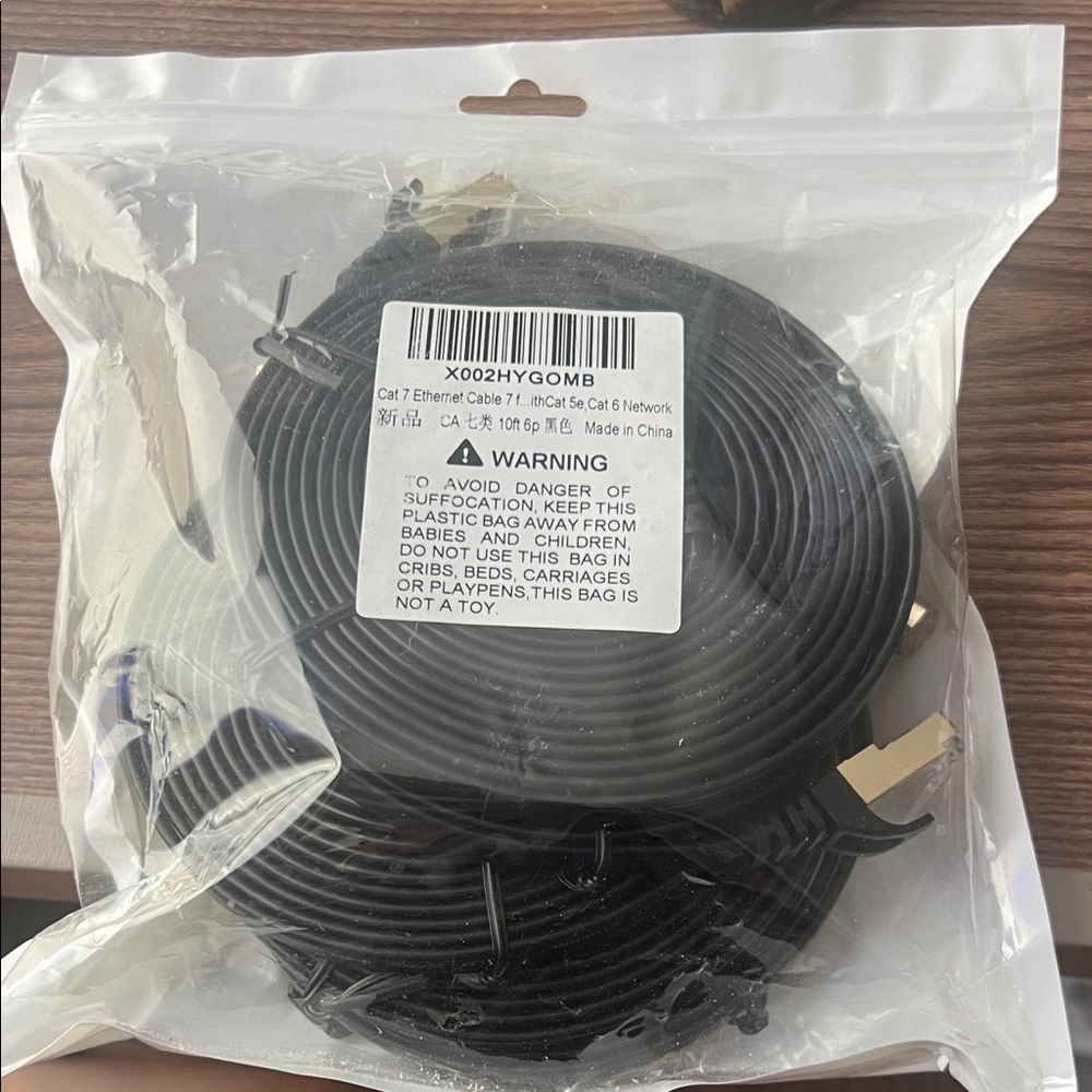 Ethernet Cable Bundle - Black CAT7/6 Flat Network Cable